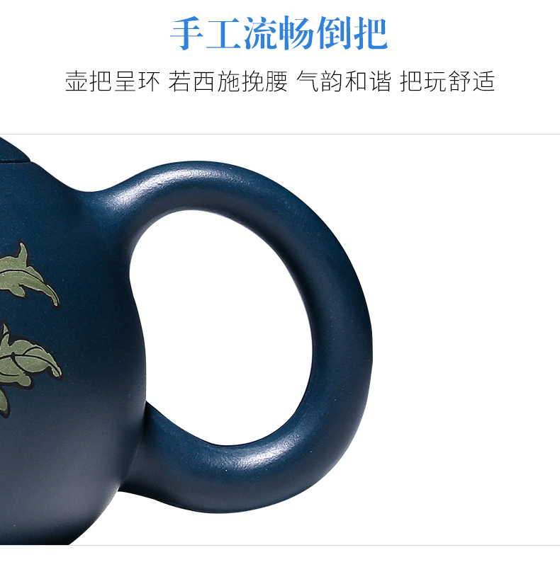 純手工紫砂壺，小巧琺瑯印花紫砂壺